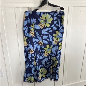 Sag Harbor Petite Floral Green & Blue Lace Trim Skirt Women’s Sz Large